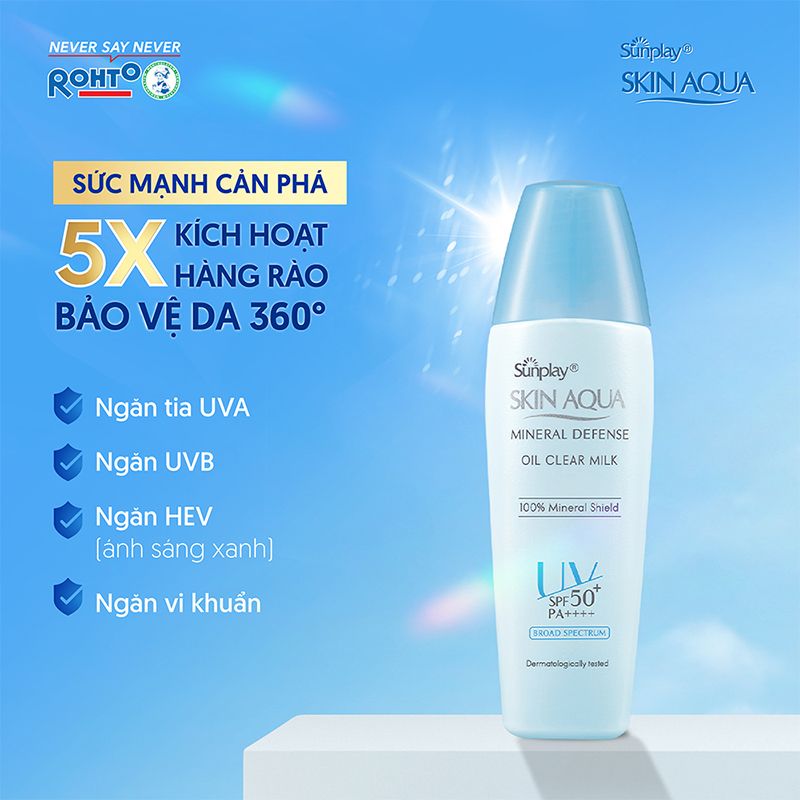 Kem Chống Nắng Vật Lý Kiềm Dầu Sunplay Skin Aqua Mineral Defense Oil Clear Milk SPF50+/PA++++ 25g