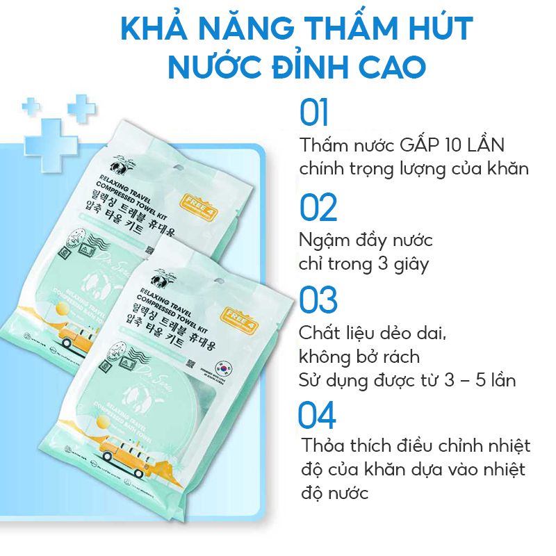 Set Khăn Nén, Set Mặt Nạ Nén Mềm Mịn Dr.Sera Relaxing Travel Compressed