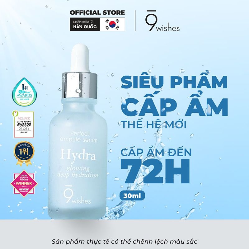 Serum 9 Wishes Tinh Chất Dưỡng Ẩm, Cấp Nước, Căng Mịn Da 9 Wishes Hydra Glowing Deep Hydration Ampule Serum 25ml