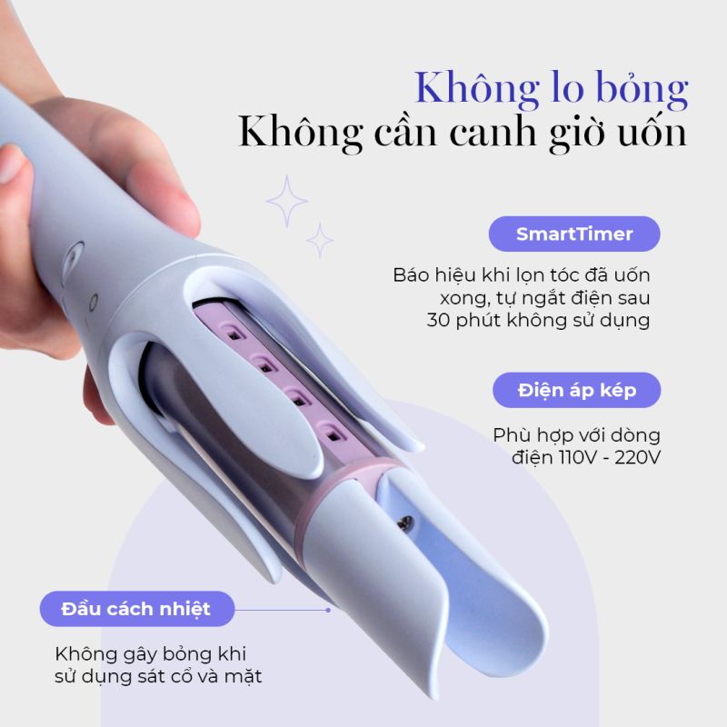 Máy Làm Tóc Tự Xoay 360 Độ Ion Âm, Dễ Tạo Kiểu Tóc Halio InstaCurl Premium Automatic Hair Styler