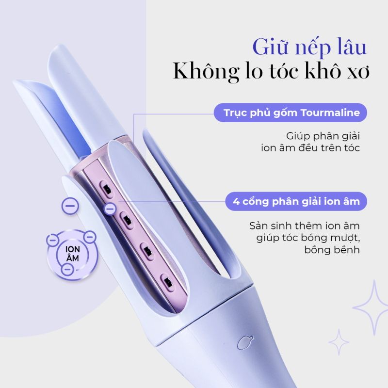 Máy Làm Tóc Tự Xoay 360 Độ Ion Âm, Dễ Tạo Kiểu Tóc Halio InstaCurl Premium Automatic Hair Styler