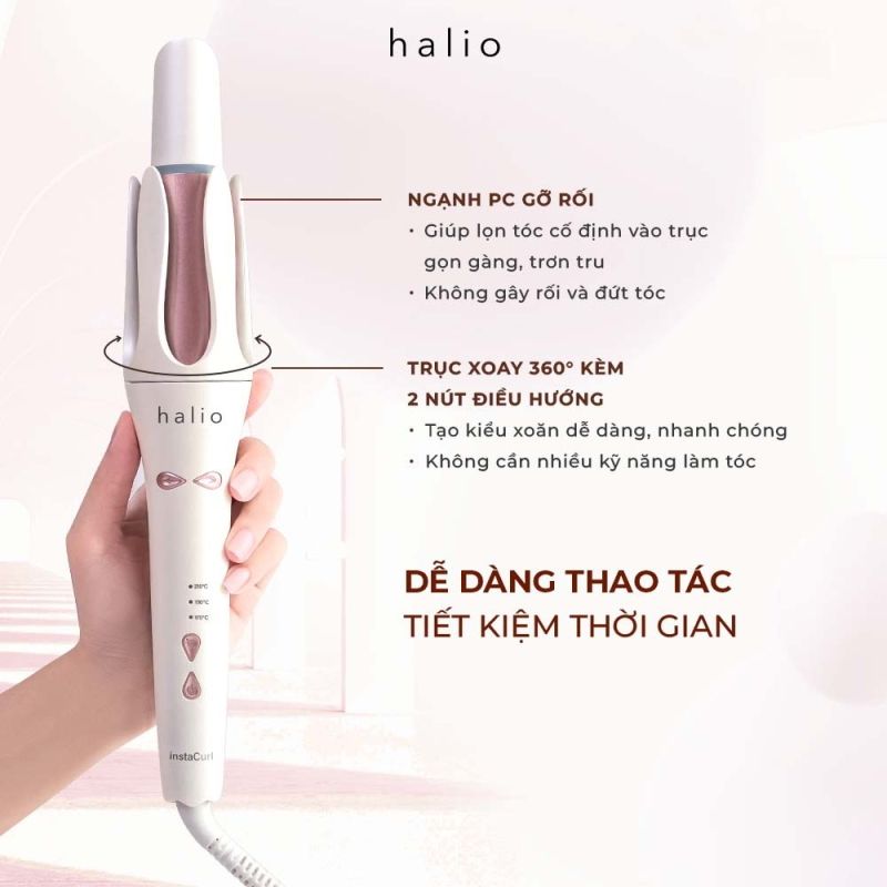 Máy Làm Tóc Tự Xoay 360 Độ Ion Âm, Dễ Tạo Kiểu Tóc Halio InstaCurl Premium Automatic Hair Styler