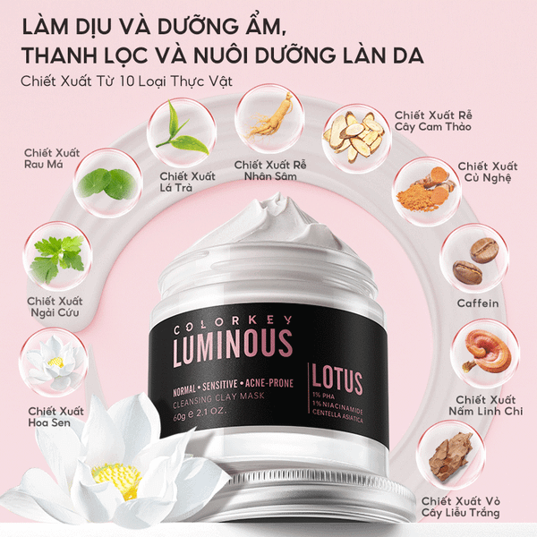 Mặt Nạ Bùn Khoáng Colorkey Làm Sạch Sâu Luminous Cleansing Clay Mask 60g