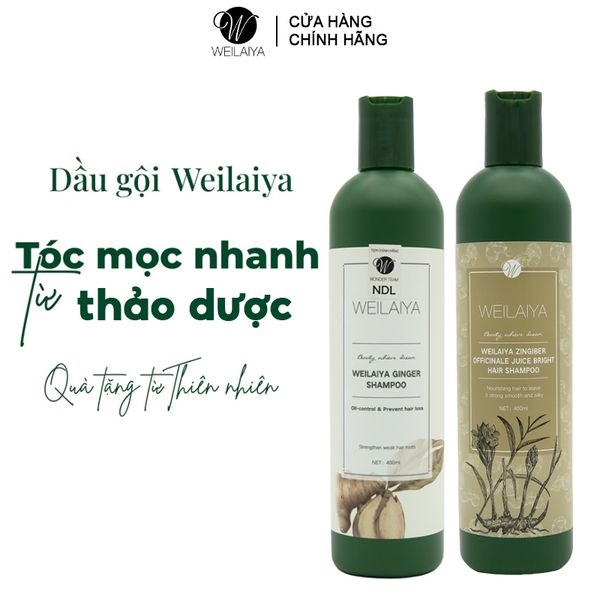 Dầu Gội Weilaiya Chiết Xuất Thảo Dược, Gừng Trắng, Hà Thủ Ô Trắng Hỗ Trợ Mọc Tóc, Nuôi Dưỡng Tóc Shampoo 400ml
