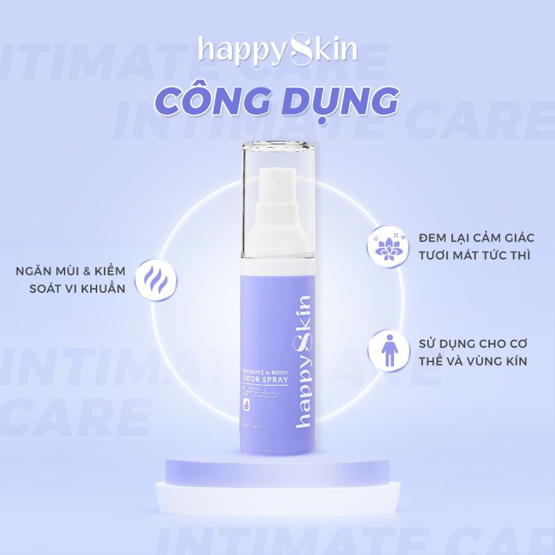 Xịt Khử Vùng Kín & Toàn Thân Giúp Làm Sạch, Cấp Ẩm, Làm Dịu Da Emmié By Happy Skin Intimate & Body Odor Spray 30ml