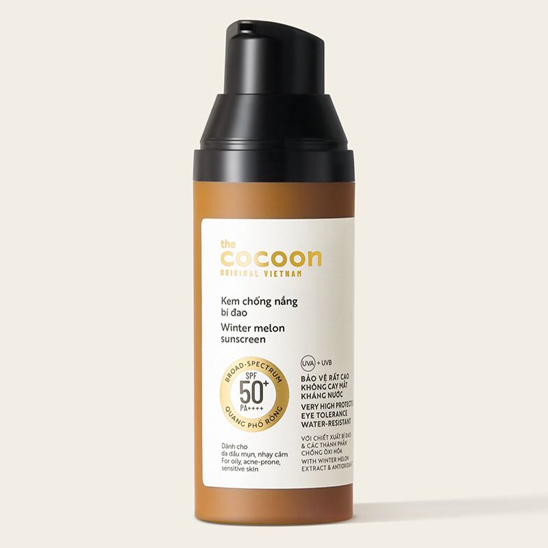 Kem Chống Nắng Bí Đao Quang Phổ Rộng Dành Cho Da Dầu, Nhạy Cảm Cocoon Winter Melon Sunscreen 50ml