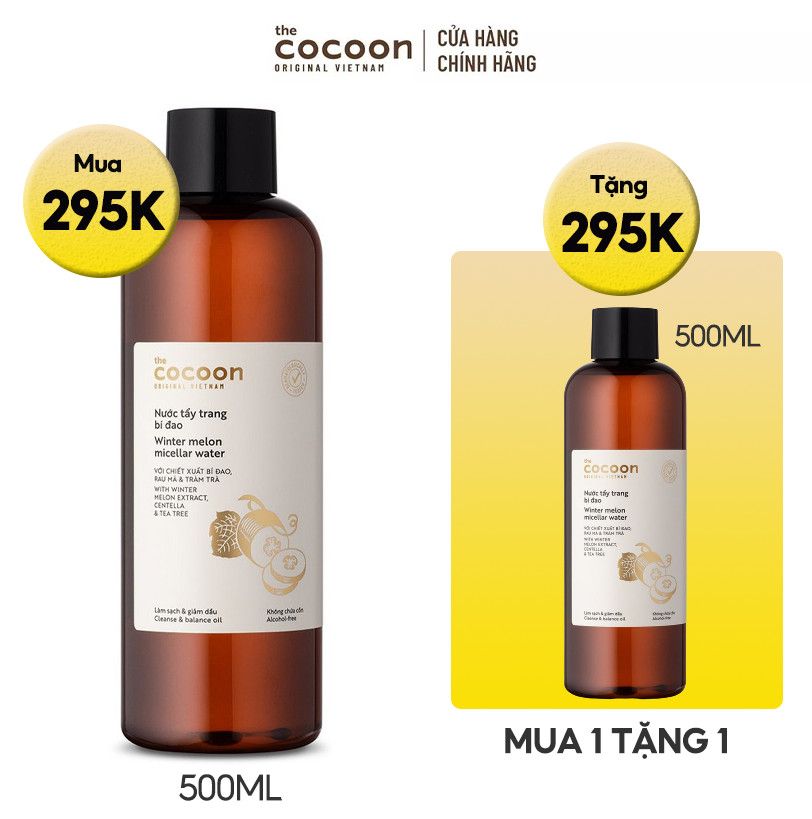 Nước Tẩy Trang Làm Sạch Dịu Nhẹ Chiết Xuất Bí Đao Cocoon Winter Melon Micellar Water