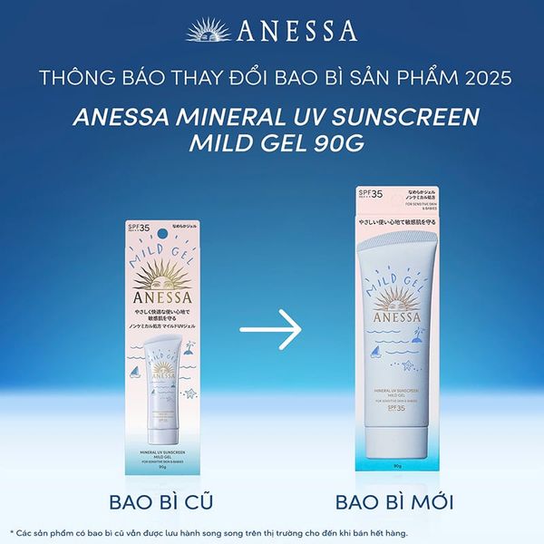 Kem Chống Nắng Anessa Dạng Gel Dành Cho Da Nhạy Cảm Và Trẻ Em Mineral UV Sunscreen Mild Gel SPF35/PA+++ 90g