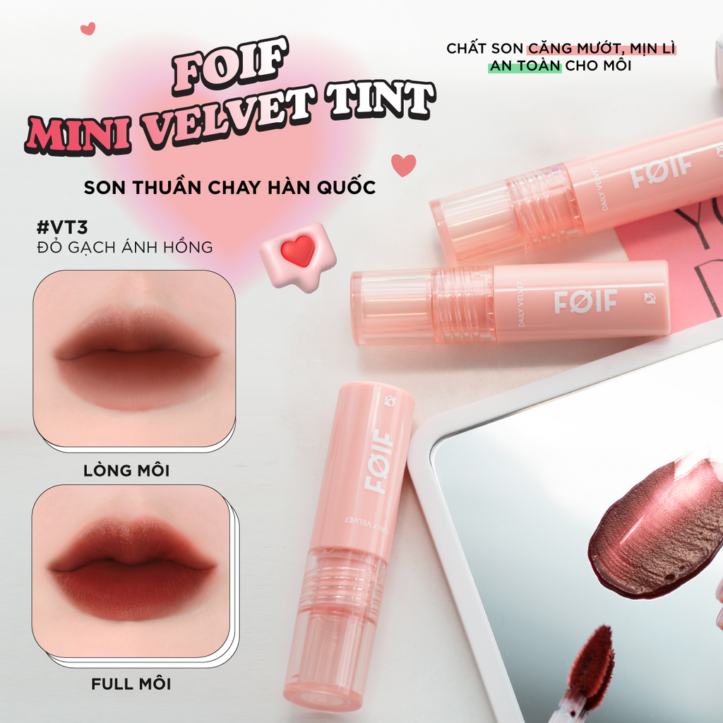 [FOIF by MERZY] Son Kem Lì Hàn Quốc Thuần Chay, Mịn Mượt Lâu Trôi Foif Daily Velvet Tint 3g