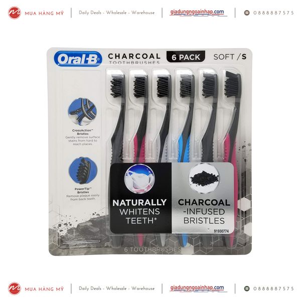 Bàn chải đánh răng than hoạt tính Oral-B Charcoal toothbrush - Size S