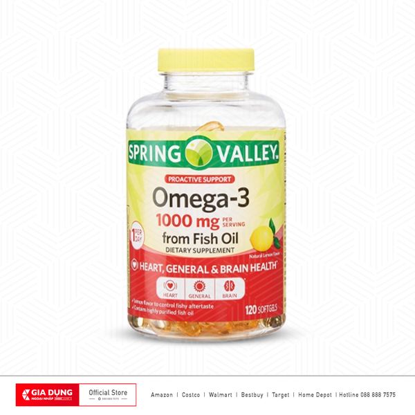 Dầu cá hồi Spring Valley Omega 3 Fish Oil (645 EPA/310 DHA)