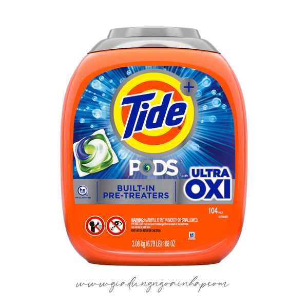 Viên giặt xả Tide Pods Ultra Oxi - Hộp 104 viên