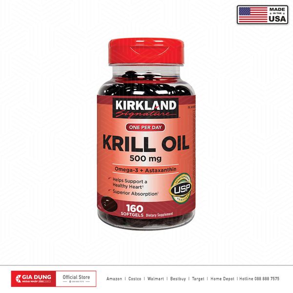 Viên uống dầu tôm Kirkland Signature Krill Oil 500mg