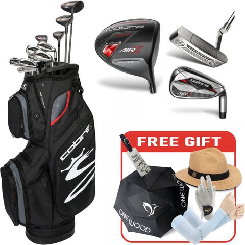 Bộ gậy golf nam Fullset AIR-X (12 gậy + cartbag) Black-Red  | Cobra | Tặng 5 món quà cao cấp