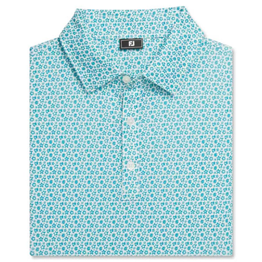 Áo golf nam tay ngắn Allover Floral Lisle Emerald/White 31494 | FootJoÁo golf nam tay ngắn Allover Floral Lisle Emerald/White 31494 | FootJoy