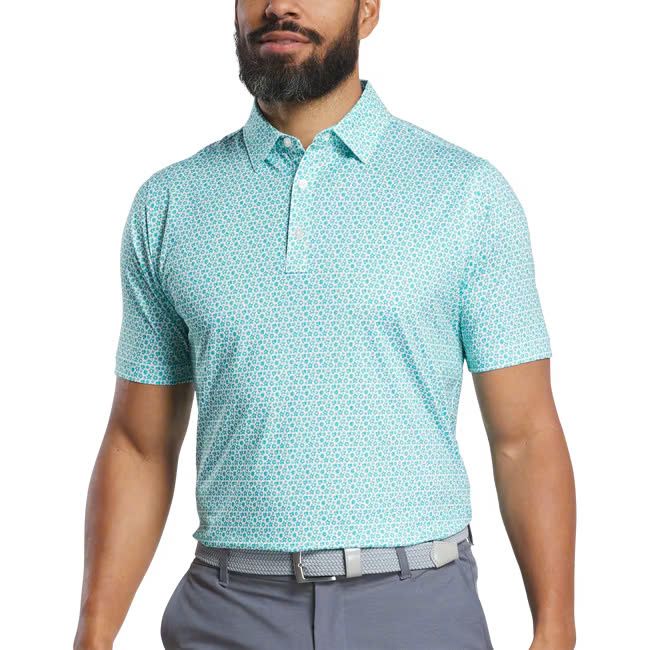 Áo golf nam tay ngắn Allover Floral Lisle Emerald/White 31494 | FootJo