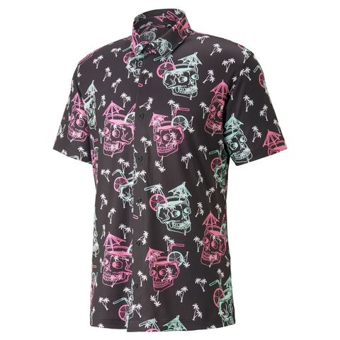 Áo golf nam tay ngắn có hàng nút Mattr Tropi-Cool Shirt 53874902 Black / Pink | Puma