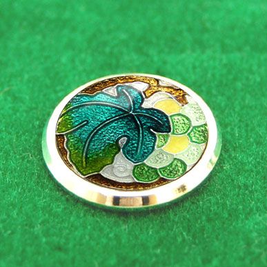 Ball marker Kim loại phủ gốm Cloisonne Chùm Nho Xanh lá Handmade cao cấp Nhật Bản | ANDO