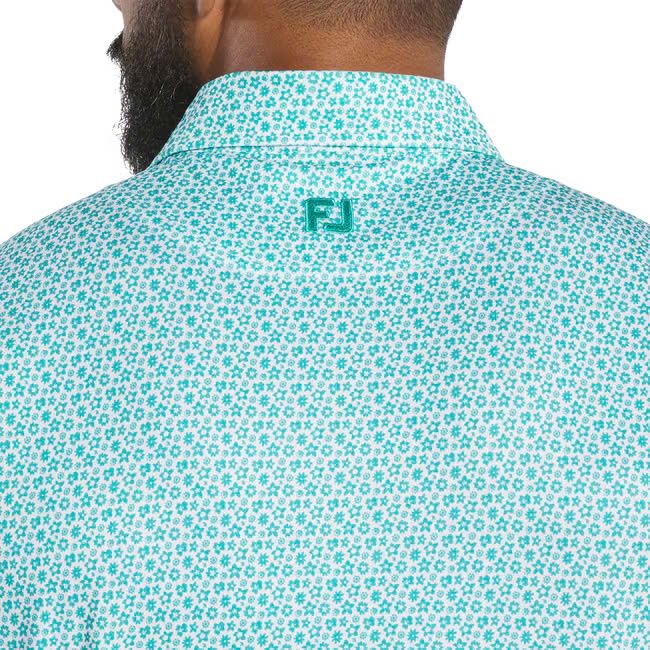Áo golf nam tay ngắn Allover Floral Lisle Emerald/White 31494 | FootJo
