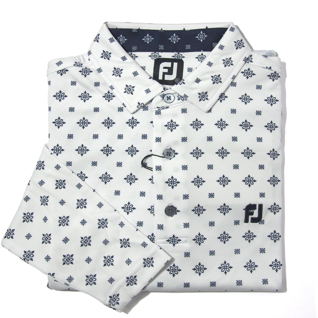 Áo golf nam tay dài LS TIE PRINT 88999 WHITE W.NAVY | Footjoy