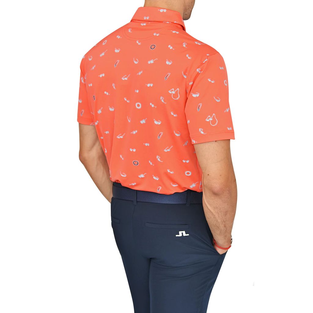 Áo golf nam tay ngắn 53298004 màu cam in hoa văn phản quang | Puma