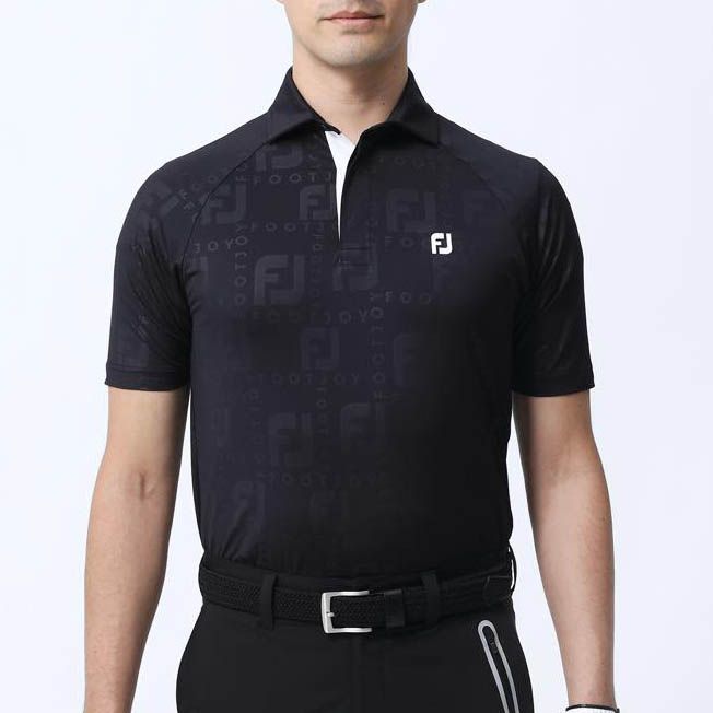 Áo golf nam tay ngắn SS DEBOSS FJ LOGO SHIRT 80481 BLACK | FootJoy