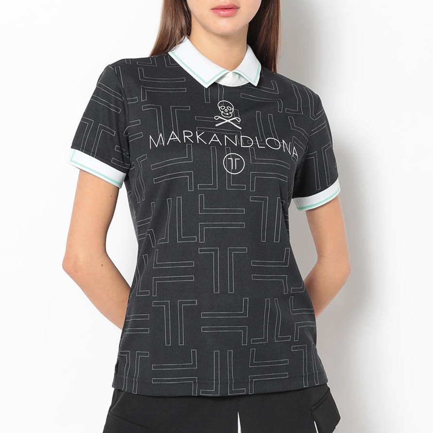 Áo golf nữ tay ngắn Zip OVL MXW-4B-AP01 Black | MARK & LONA