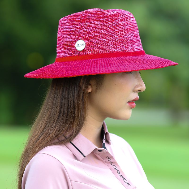 Mũ golf nữ rộng vành ASTON FEDORA Hat Ball Marker MIX RED/RED | Evoke