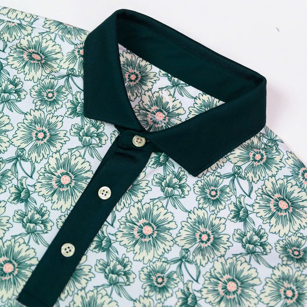 Áo golf nam tay ngắn Pique Flower Fields Polo 62883901 | PUMA