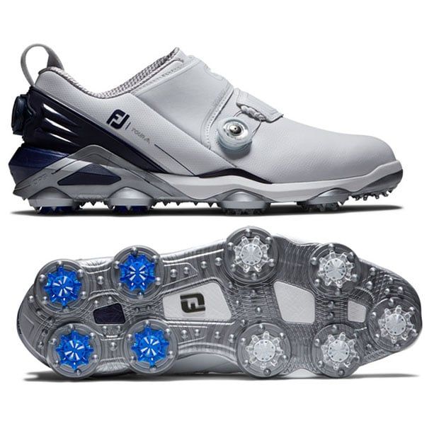 Giày golf nam FJ 55508 TOUR ALPHA BOA Spiked WHITE/GREY | FootJoyGiày golf nam CS M TOUR ALPHA D-BOA WT/NV/GR 55508 | FootJoy
