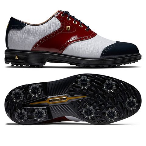 Giày golf nam FJ DJ PREM 100 YRS WHT/NVY/RED 54393 | FootJoy | Tặng 1 dù golf 1m5 + 1 đôi vớ FJ ProDry