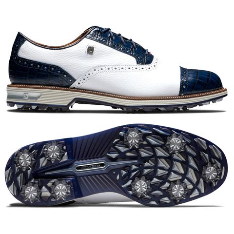 Giày golf nam FJ 53904 BS M PREMIERE Spiked WHITE/NAVY | FootJoy | Tặng 1 dù MuaBanGolf rộng 1m5 + 1 đôi vớ FJ ProDry