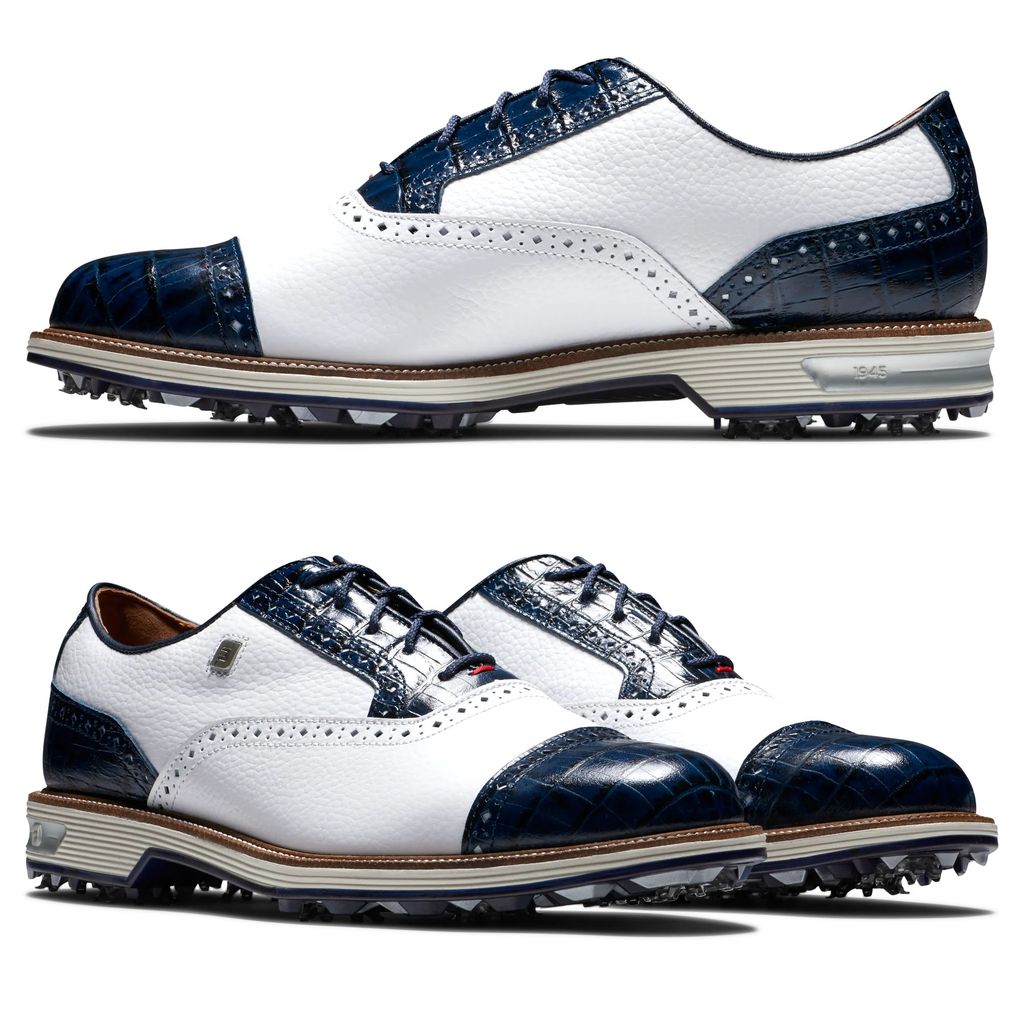 Giày golf nam FootJoy FJ 53904 BS M PREMIERE WHITE/NAVYGiày golf nam DRYJOYS Premiere Spiked 53904 | FootJoy