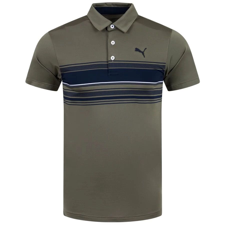 Áo golf nam tay ngắn PUMA 53899614 Mattr Grind Polo Dark Sage-Navy Bla