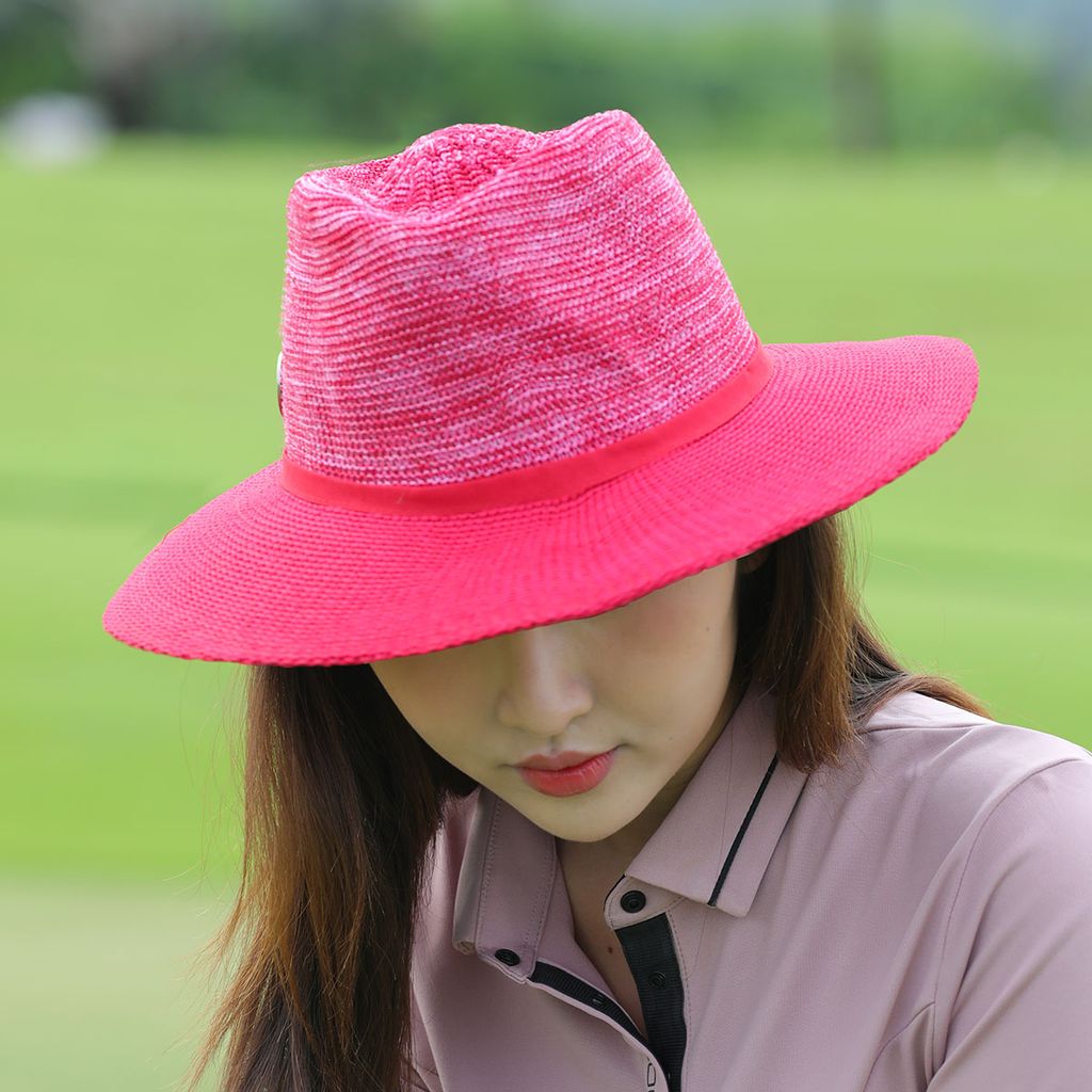 Mũ golf nữ rộng vành ASTON FEDORA Hat Ball Marker MIX RED/RED | Evoke