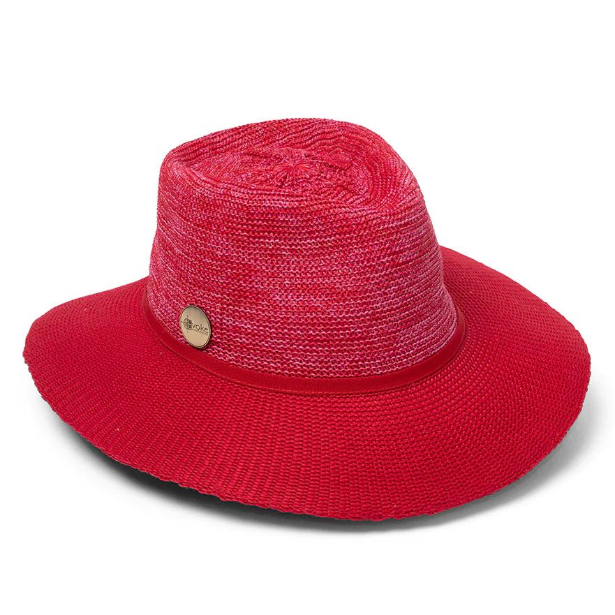 Mũ golf nữ rộng vành ASTON FEDORA Hat Ball Marker MIX RED/RED | Evoke