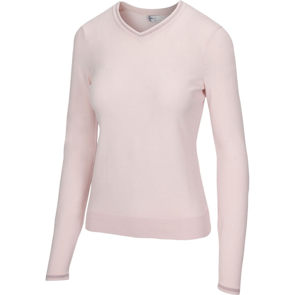 Áo nữ tay dài LUREX TIPPED V-NECK SWEATER G2F20S750 Petal Pink | Greg
