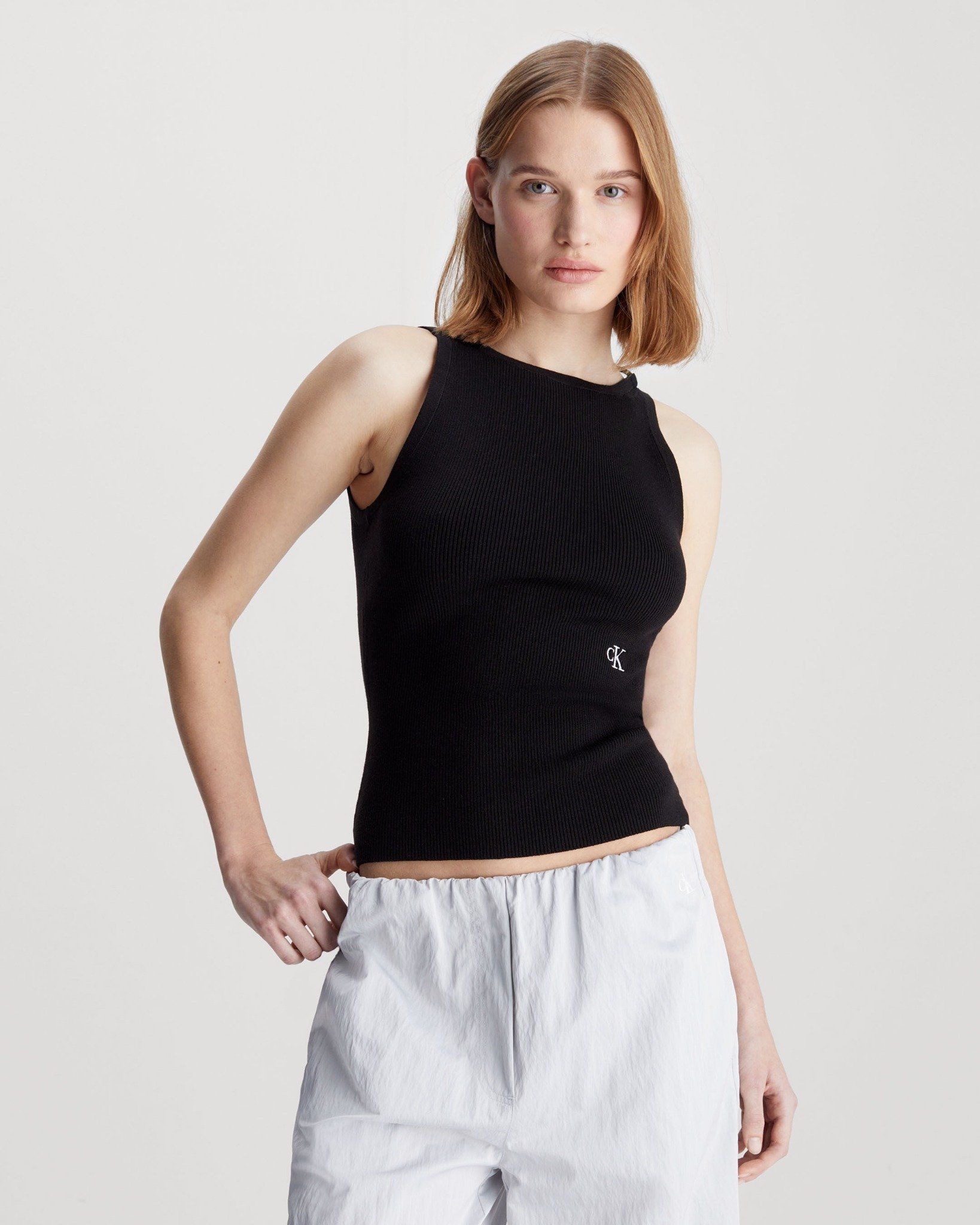 Calvin Klein - Áo len nữ Slim Ribbed Tie Back Top