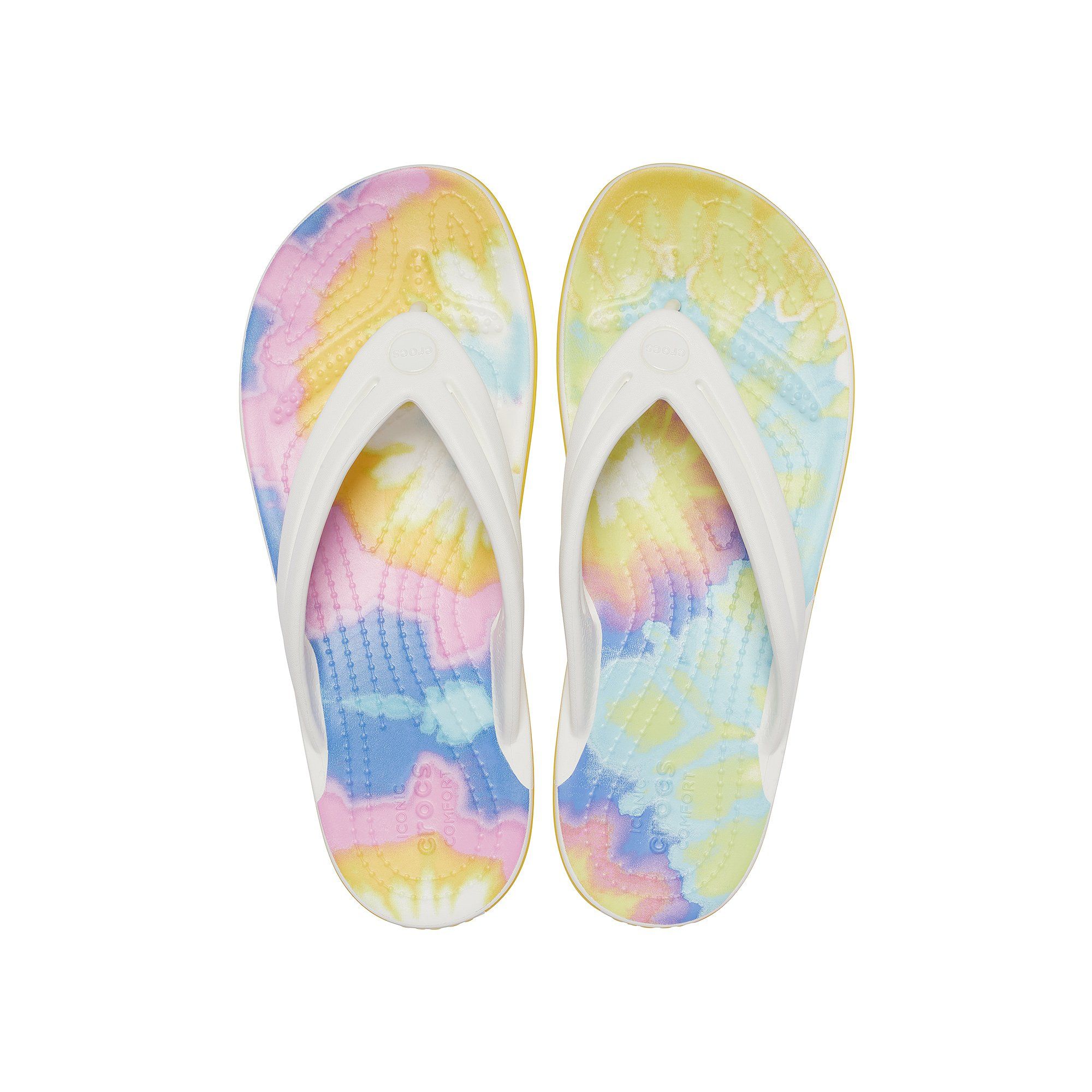 Crocs - Dép xỏ ngón nữ Crocband Flip Tie Dye White Multi Lifestyle SS21-2069