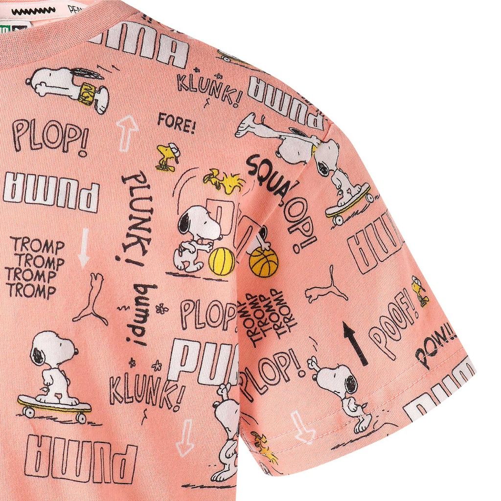 Puma - Áo thun trẻ em X Peanuts Aop Tee Girl Apricot Blush Lifestyle SS21-5306
