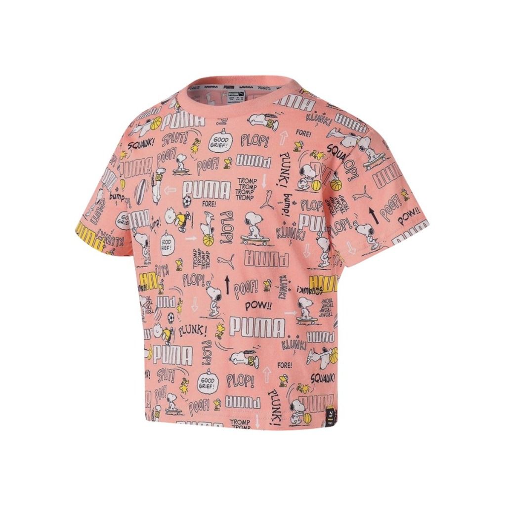 Puma - Áo thun trẻ em X Peanuts Aop Tee Girl Apricot Blush Lifestyle SS21-5306