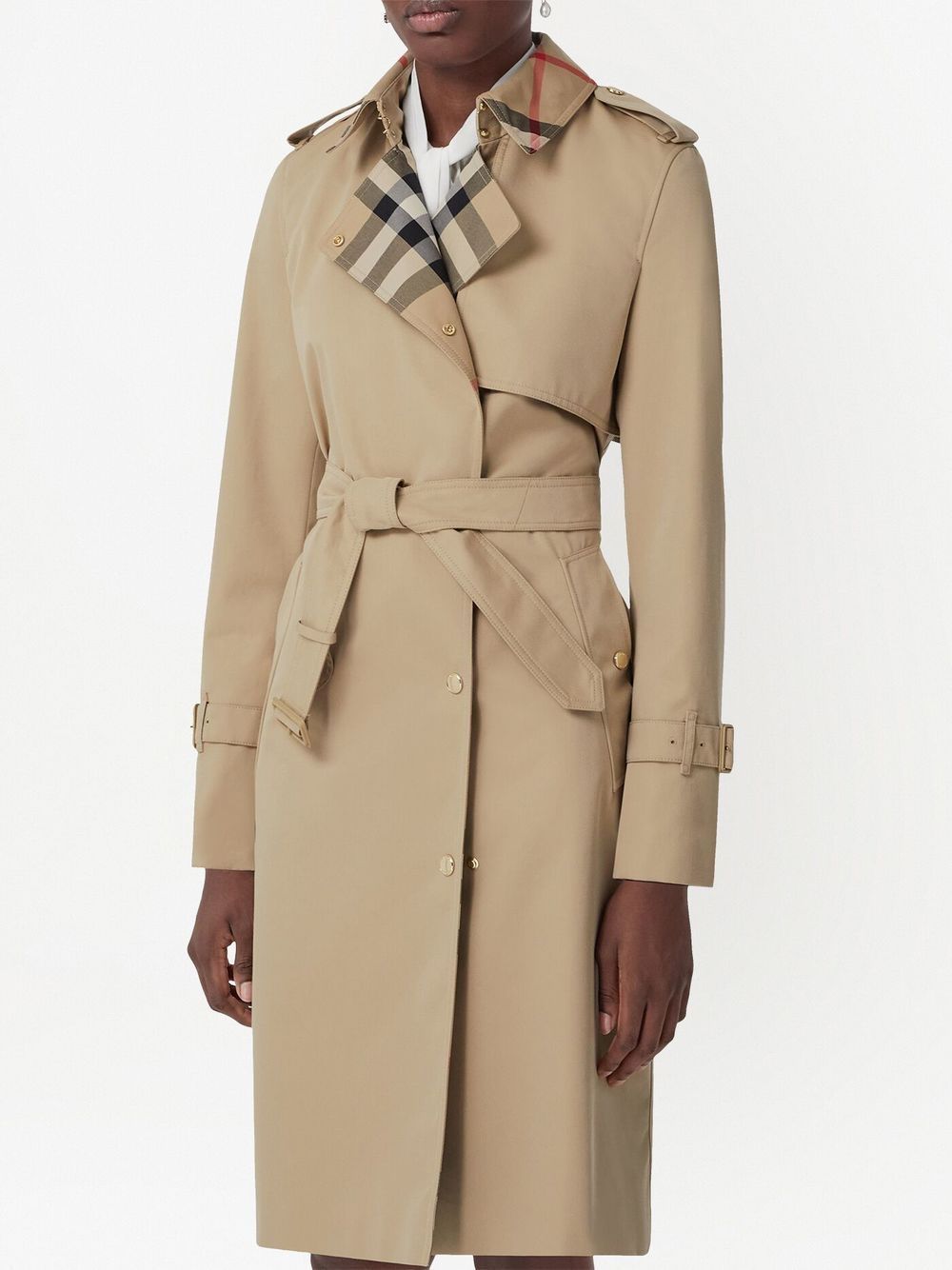 Burberry - Áo khoác dài nữ Exaggerated check-panel trench coat