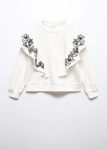 Mango - Áo nỉ bé gái Frills Printed Sweatshirt