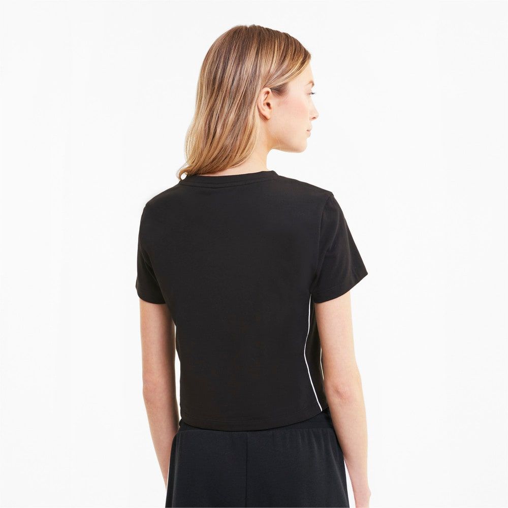 Puma - Áo thun nữ Classics T7 Tight Top Cropped Black Lifestyle FW20-5976