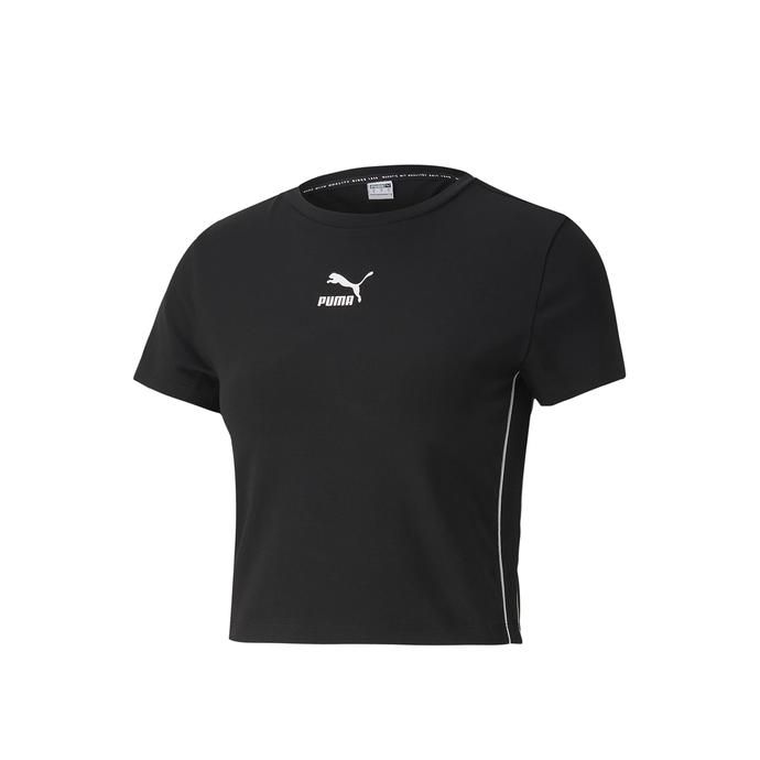 Puma - Áo thun nữ Classics T7 Tight Top Cropped Black Lifestyle FW20-5976