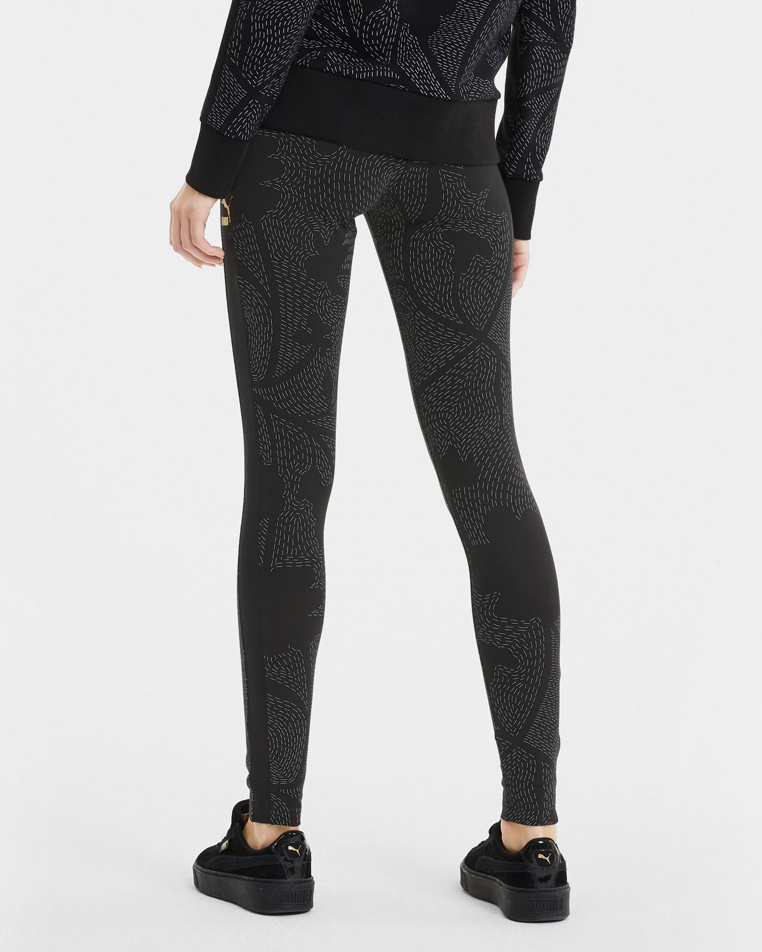 Puma - Quần dài ống bó nữ Classics Aop Mr Legging Black Lifestyle FW20-5977