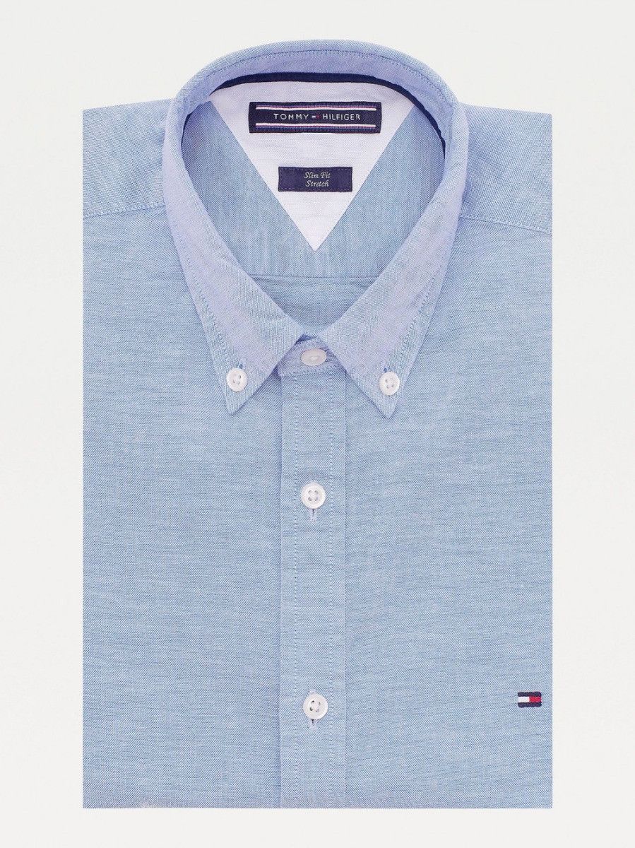 Tommy Hilfiger - Áo sơ mi tay dài nam Core Stretch Slim Ox MW21-H599
