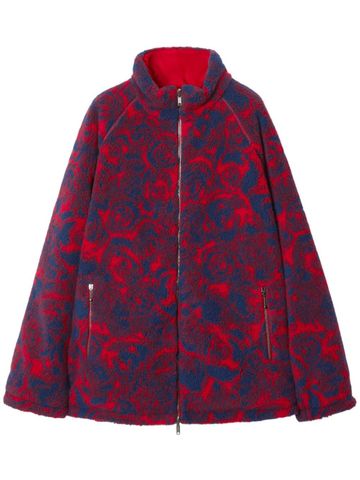 Burberry - Áo khoác ấm nữ Rose-print fleece reversible jacket