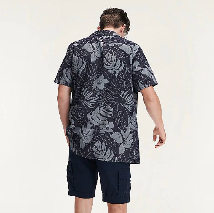Tommy Hilfiger - Áo sơ mi tay ngắn nam Floral Jacquard Shirt MW21-8F20