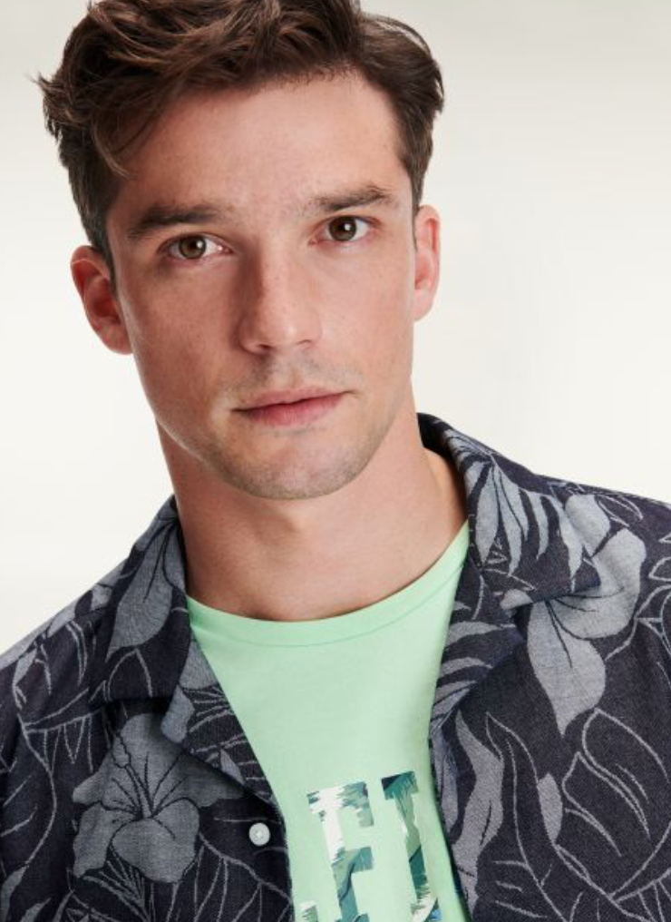 Tommy Hilfiger - Áo sơ mi tay ngắn nam Floral Jacquard Shirt MW21-8F20